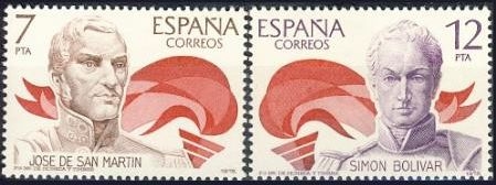 ESPAÑA 1978 2489/90 Sellos Nuevos America España San Martin y Simon Bolivar c/charnela Espana Spain Espagne Spagna Spanje Spanien 